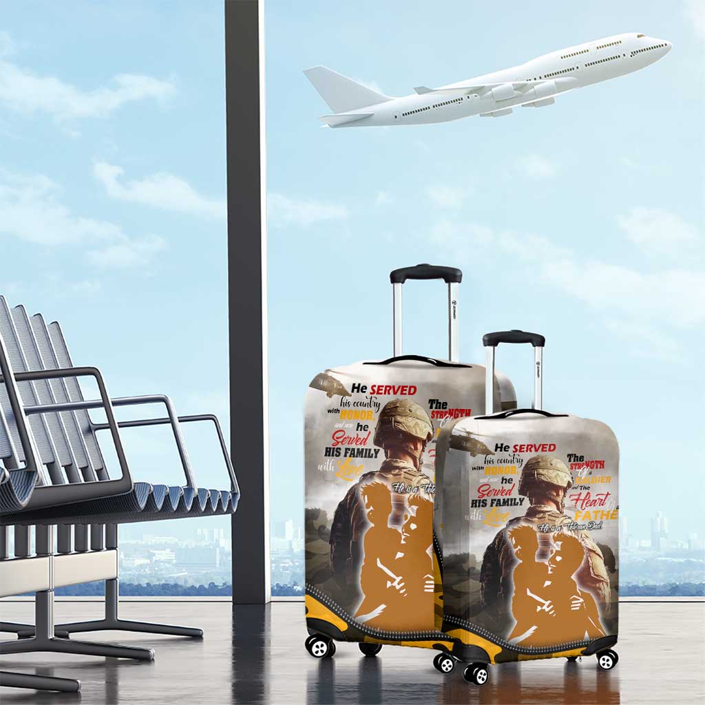 Veteran Dad Luggage Cover The Strength of a Soldier - The Heart of a Father