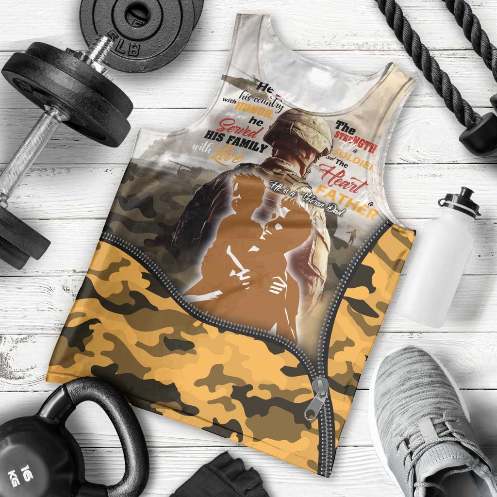 Veteran Dad Men Tank Top The Strength of a Soldier - The Heart of a Father
