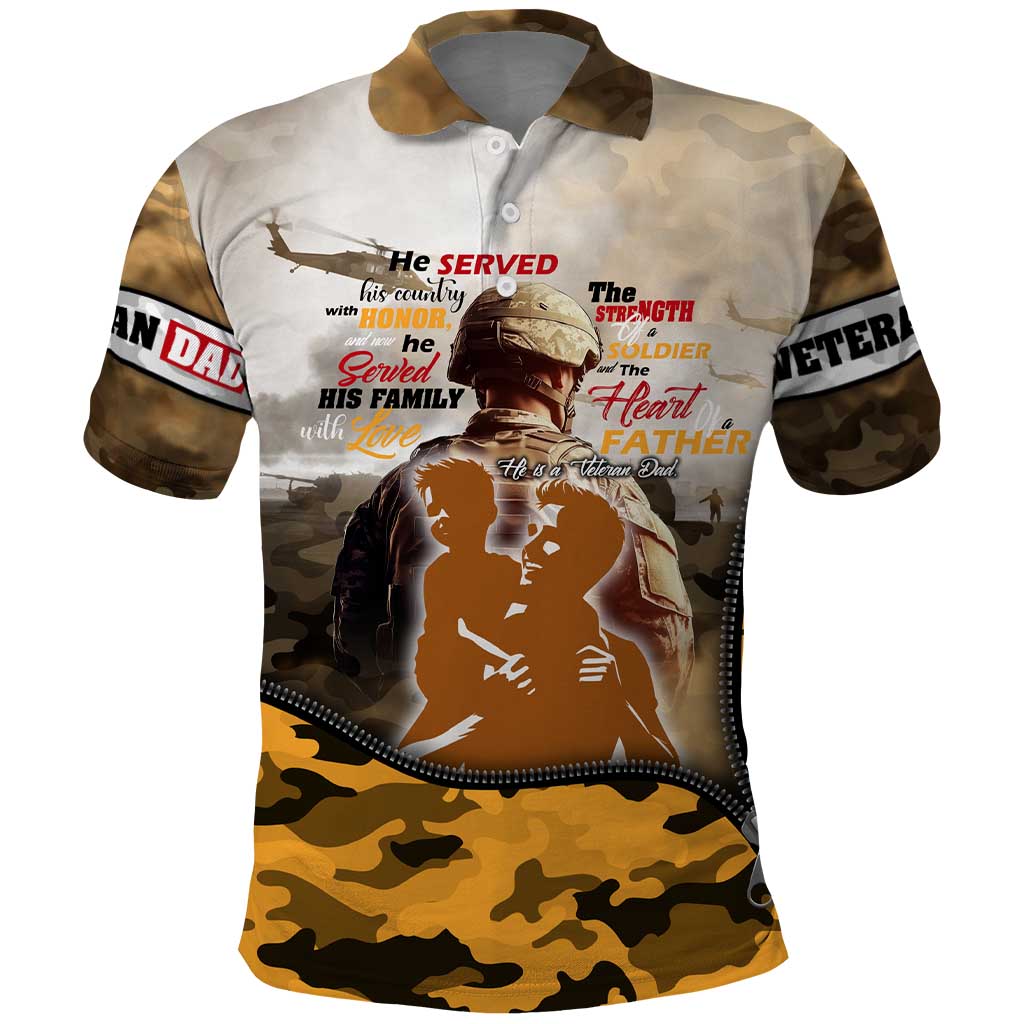 Veteran Dad Polo Shirt The Strength of a Soldier - The Heart of a Father