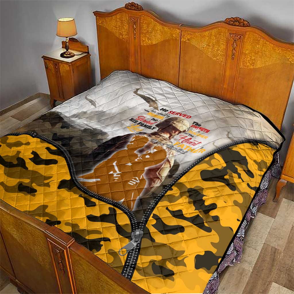 Veteran Dad Quilt The Strength of a Soldier - The Heart of a Father