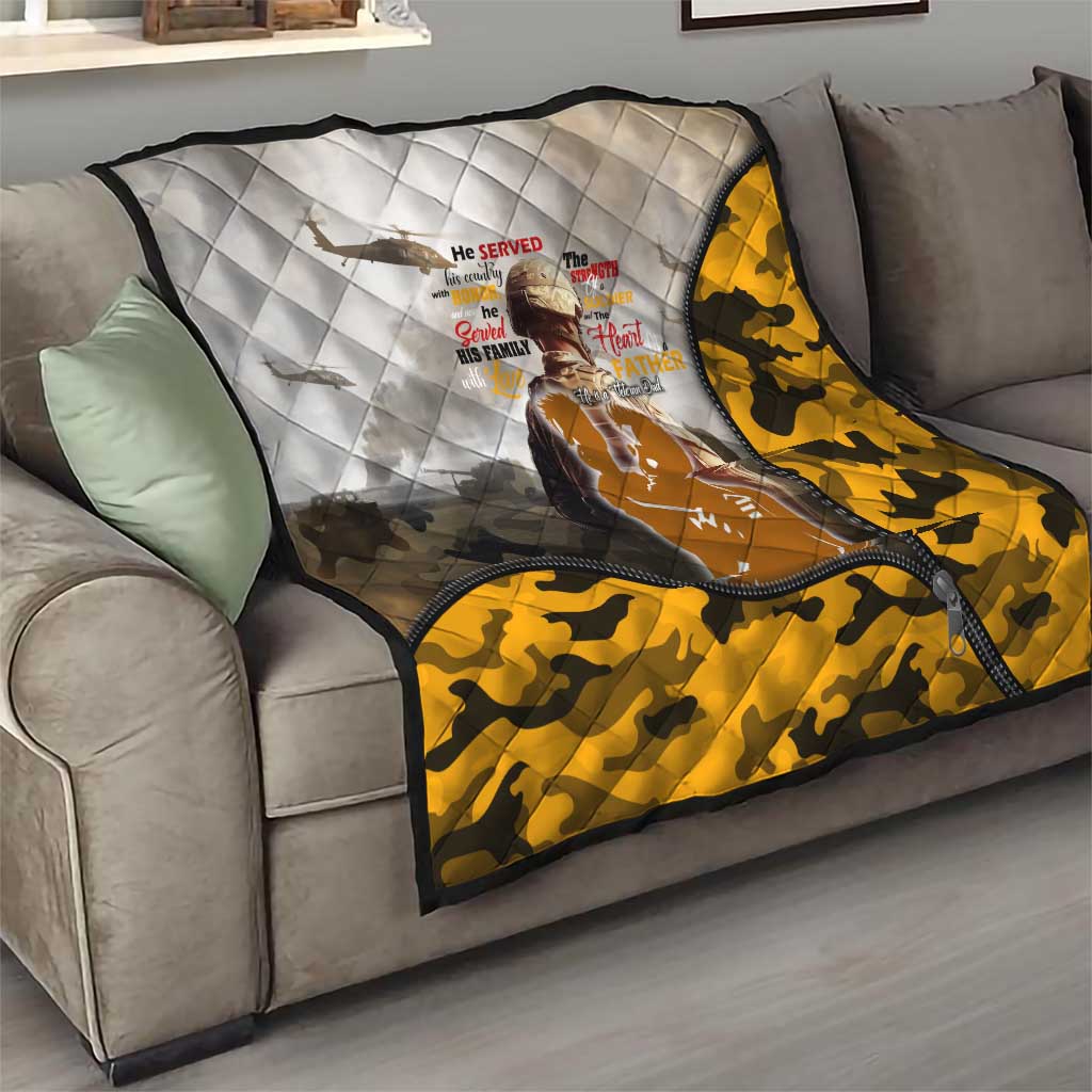 Veteran Dad Quilt The Strength of a Soldier - The Heart of a Father
