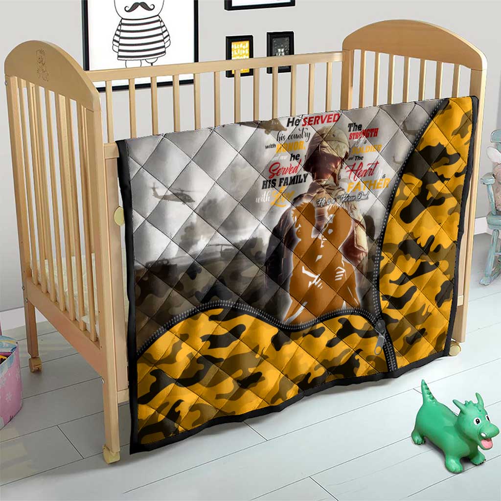 Veteran Dad Quilt The Strength of a Soldier - The Heart of a Father