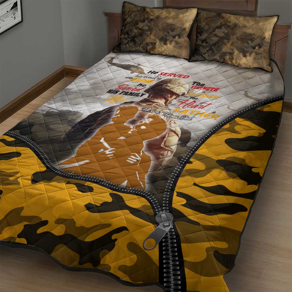 Veteran Dad Quilt Bed Set The Strength of a Soldier - The Heart of a Father