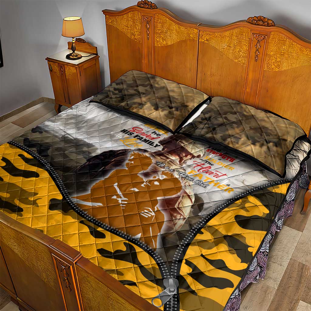 Veteran Dad Quilt Bed Set The Strength of a Soldier - The Heart of a Father