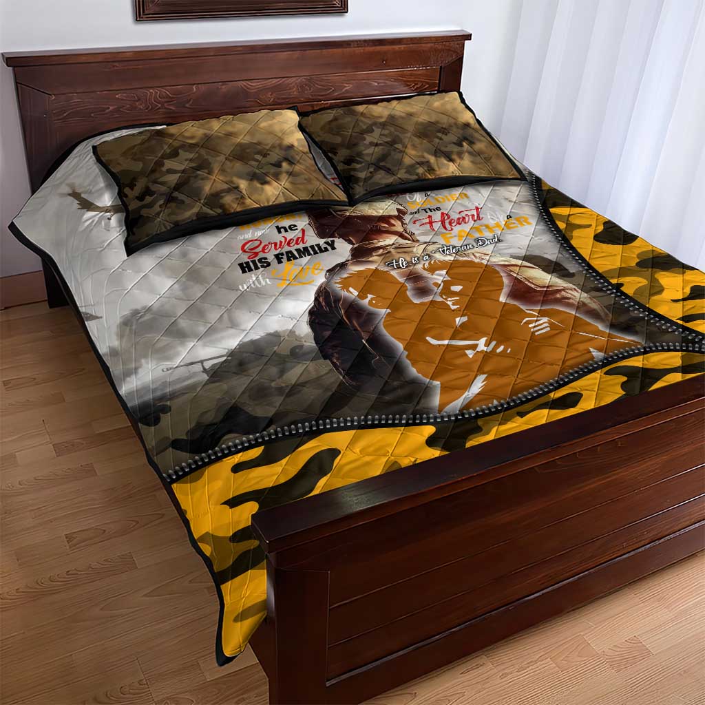 Veteran Dad Quilt Bed Set The Strength of a Soldier - The Heart of a Father