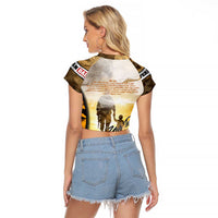 Veteran Dad Raglan Cropped T Shirt The Strength of a Soldier - The Heart of a Father