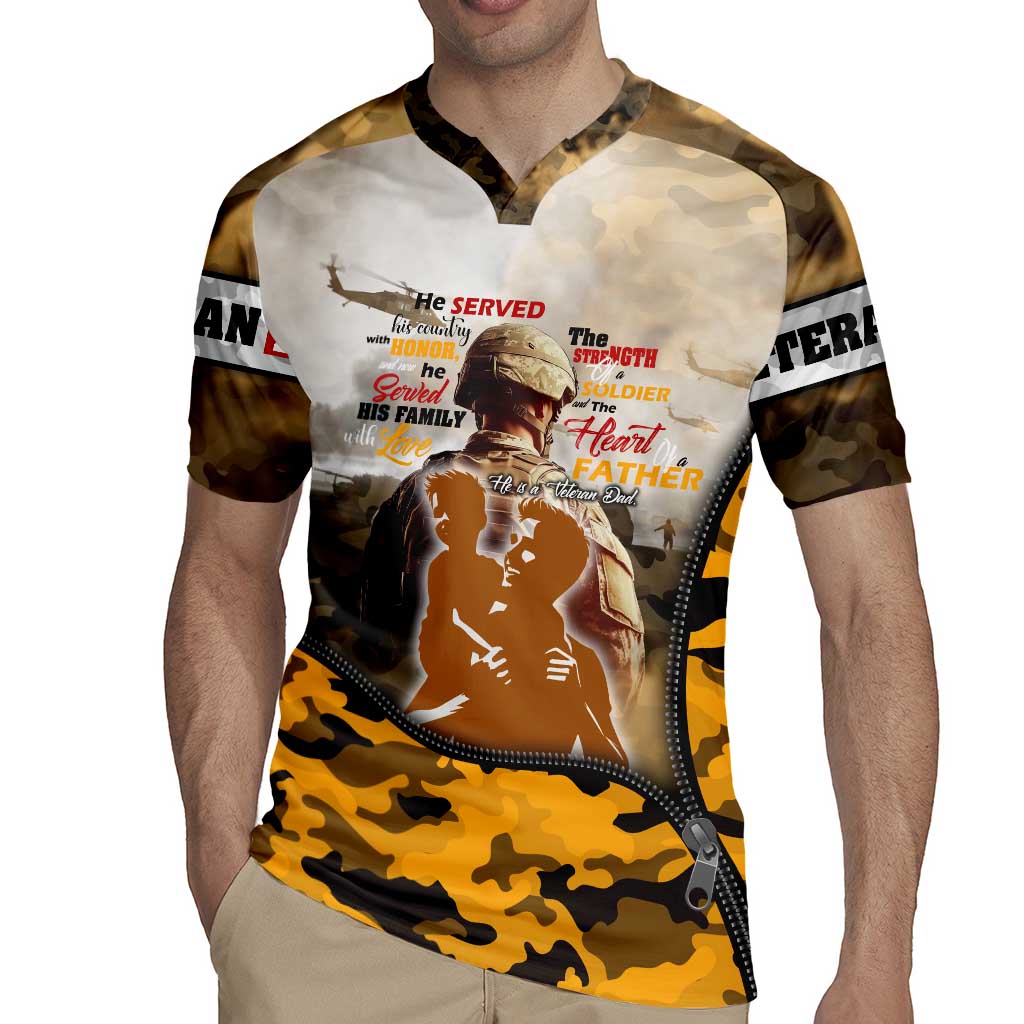 Veteran Dad Rugby Jersey The Strength of a Soldier - The Heart of a Father