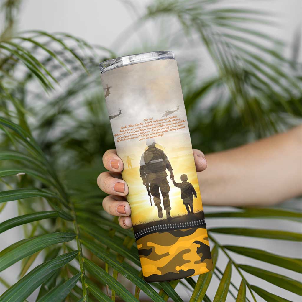 Veteran Dad Skinny Tumbler The Strength of a Soldier - The Heart of a Father