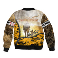 Veteran Dad Sleeve Zip Bomber Jacket The Strength of a Soldier - The Heart of a Father