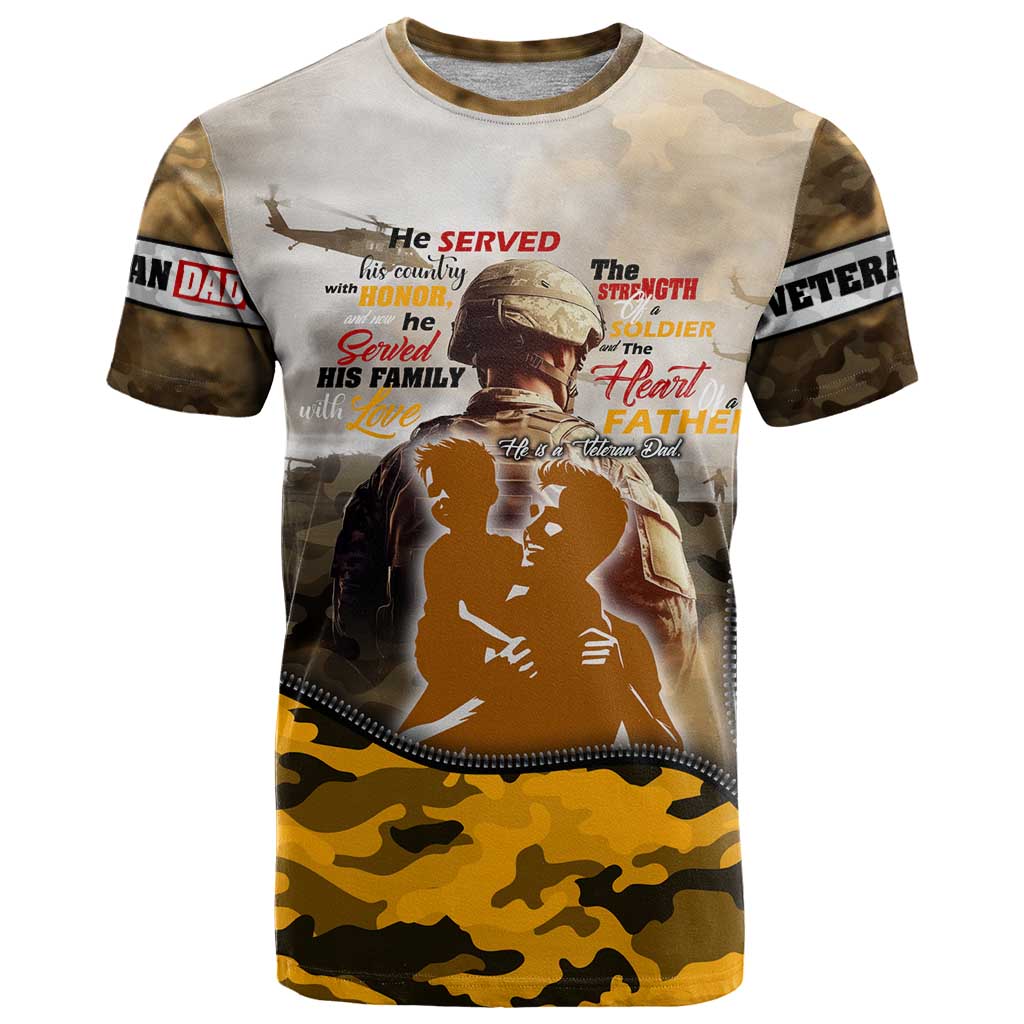 Veteran Dad T Shirt The Strength of a Soldier - The Heart of a Father