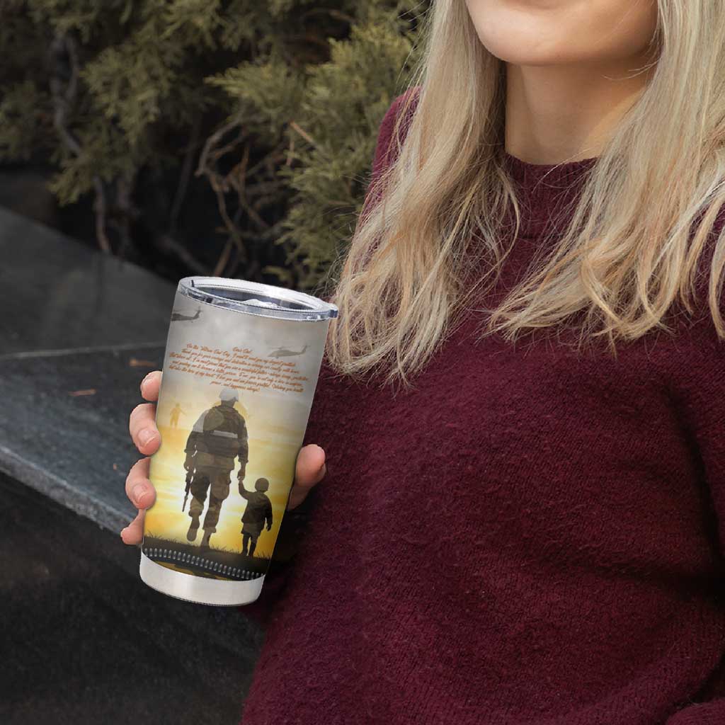 Veteran Dad Tumbler Cup The Strength of a Soldier - The Heart of a Father