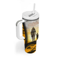 Veteran Dad Tumbler With Handle The Strength of a Soldier - The Heart of a Father
