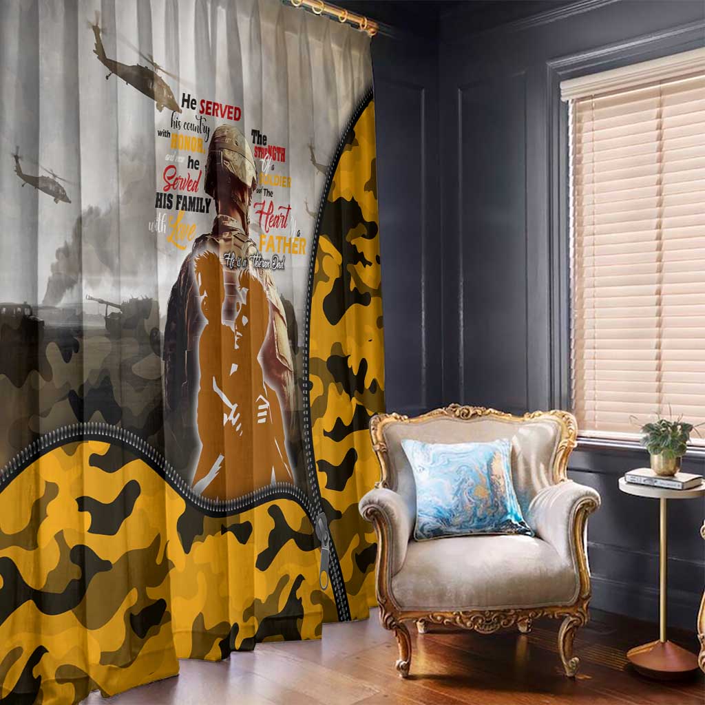 Veteran Dad Window Curtain The Strength of a Soldier - The Heart of a Father