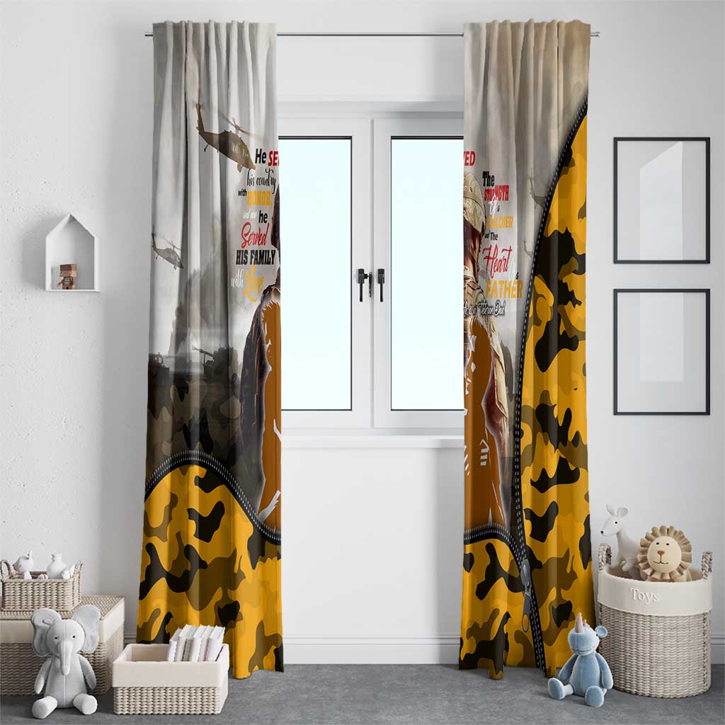 Veteran Dad Window Curtain The Strength of a Soldier - The Heart of a Father