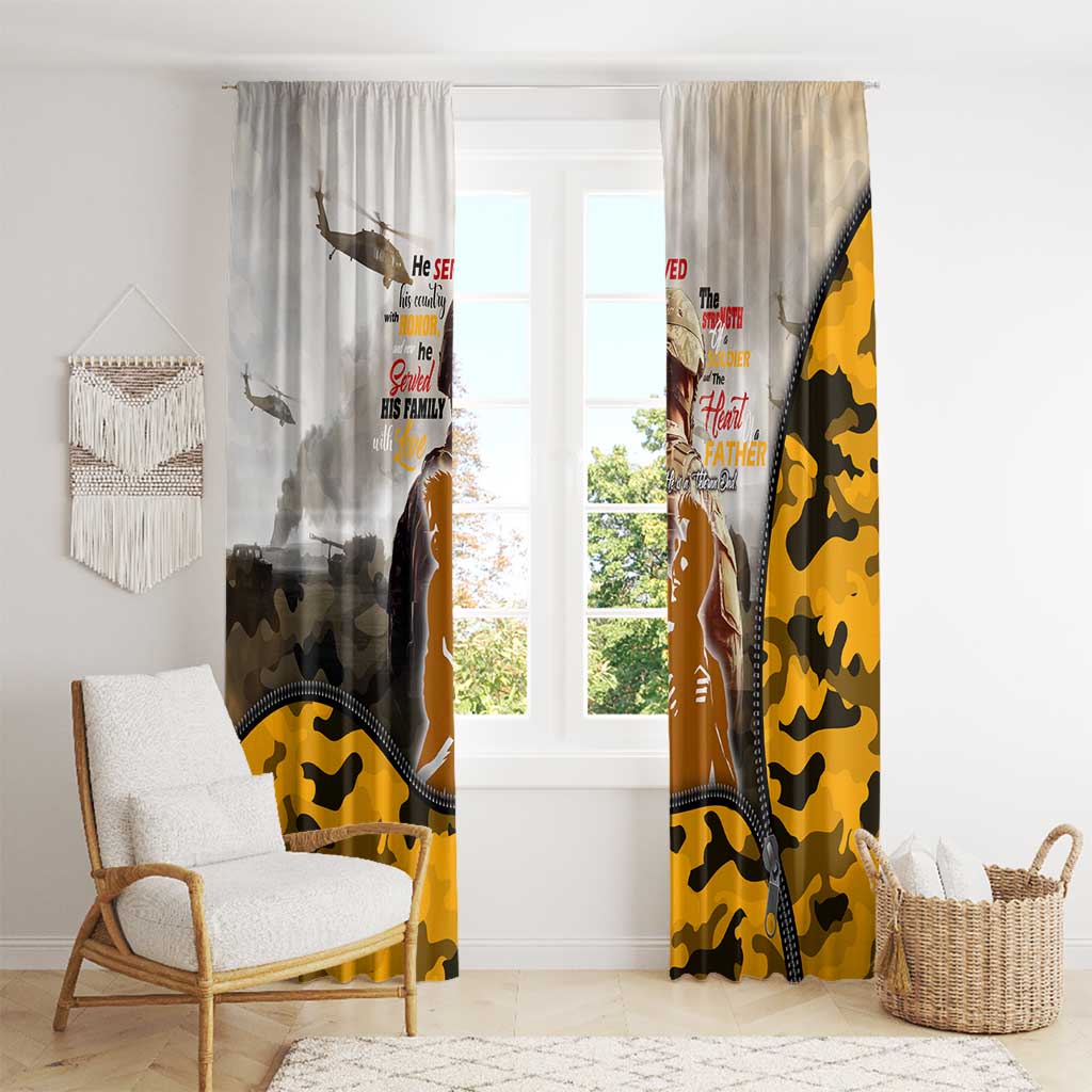 Veteran Dad Window Curtain The Strength of a Soldier - The Heart of a Father