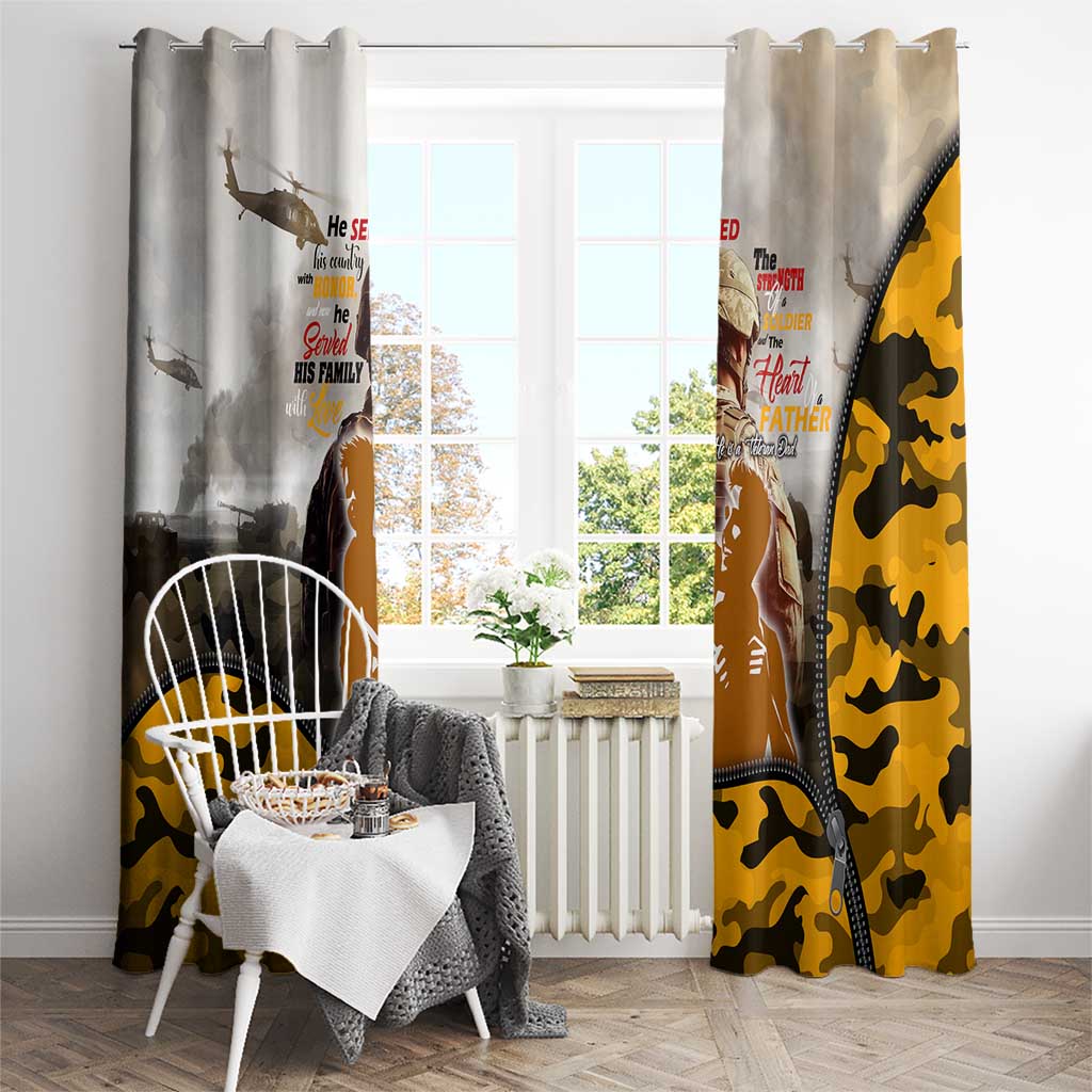 Veteran Dad Window Curtain The Strength of a Soldier - The Heart of a Father