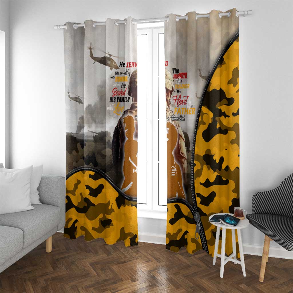 Veteran Dad Window Curtain The Strength of a Soldier - The Heart of a Father