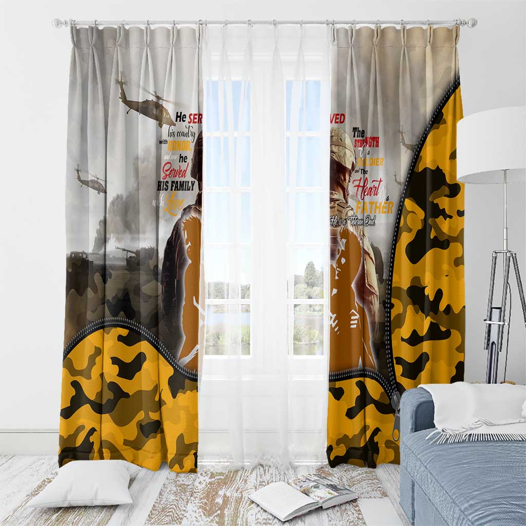 Veteran Dad Window Curtain The Strength of a Soldier - The Heart of a Father