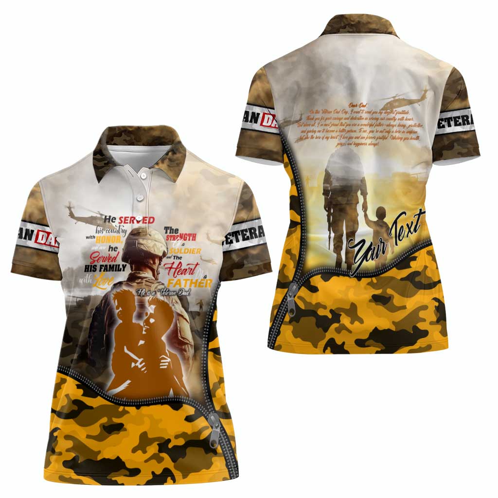 Veteran Dad Women Polo Shirt The Strength of a Soldier - The Heart of a Father
