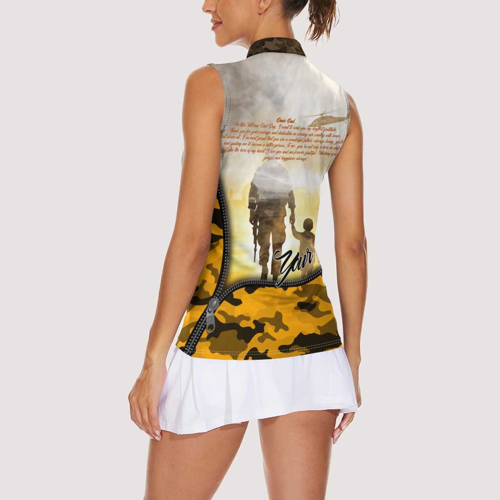 Veteran Dad Women Sleeveless Polo Shirt The Strength of a Soldier - The Heart of a Father