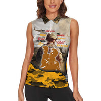 Veteran Dad Women Sleeveless Polo Shirt The Strength of a Soldier - The Heart of a Father