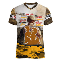 Veteran Dad Women V-Neck T-Shirt The Strength of a Soldier - The Heart of a Father