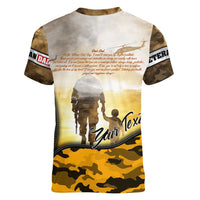 Veteran Dad Women V-Neck T-Shirt The Strength of a Soldier - The Heart of a Father