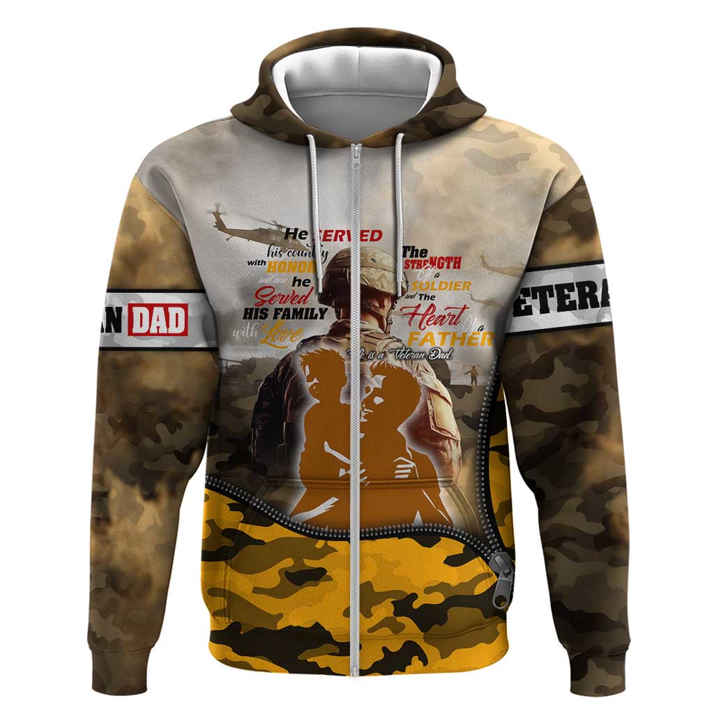 Veteran Dad Zip Hoodie The Strength of a Soldier - The Heart of a Father