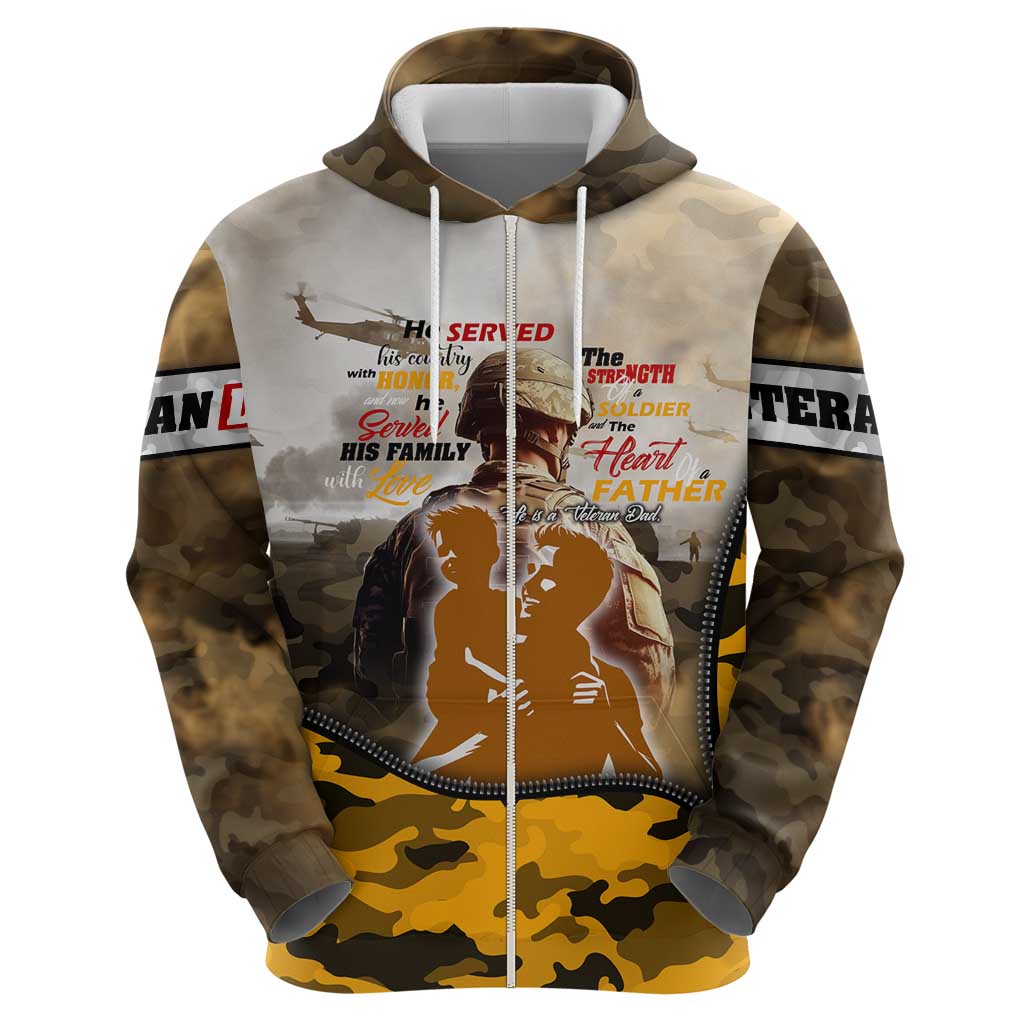 Veteran Dad Zip Hoodie The Strength of a Soldier - The Heart of a Father