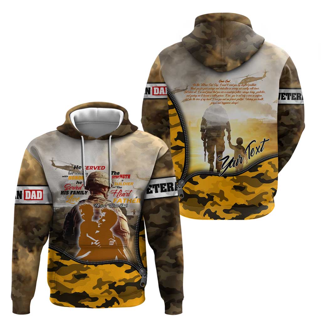 Veteran Dad Zip Hoodie The Strength of a Soldier - The Heart of a Father