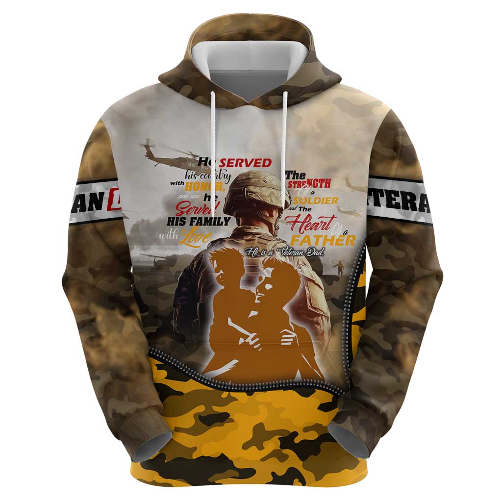 Veteran Dad Zip Hoodie The Strength of a Soldier - The Heart of a Father