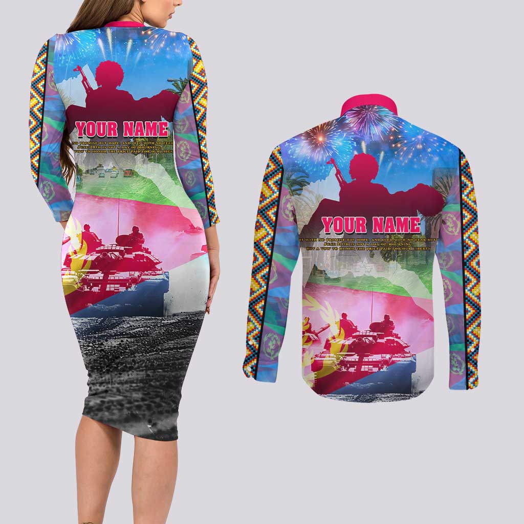 June 20 Eritrea's Martyrs Day Couples Matching Long Sleeve Bodycon Dress and Long Sleeve Button Shirt Honoring the Brave Celebrating the Nation