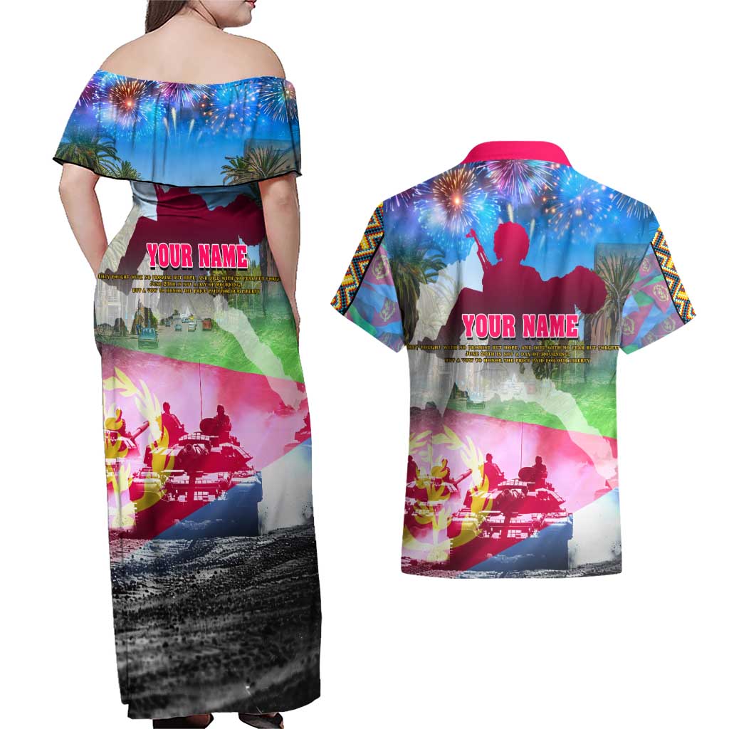 June 20 Eritrea's Martyrs Day Couples Matching Off Shoulder Maxi Dress and Hawaiian Shirt Honoring the Brave Celebrating the Nation