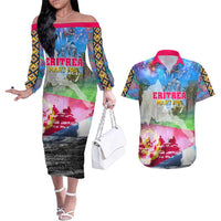 June 20 Eritrea's Martyrs Day Couples Matching Off The Shoulder Long Sleeve Dress and Hawaiian Shirt Honoring the Brave Celebrating the Nation