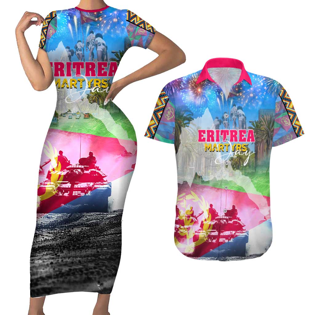 June 20 Eritrea's Martyrs Day Couples Matching Short Sleeve Bodycon Dress and Hawaiian Shirt Honoring the Brave Celebrating the Nation