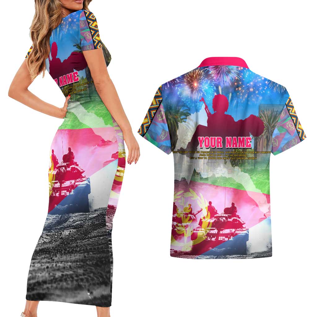 June 20 Eritrea's Martyrs Day Couples Matching Short Sleeve Bodycon Dress and Hawaiian Shirt Honoring the Brave Celebrating the Nation