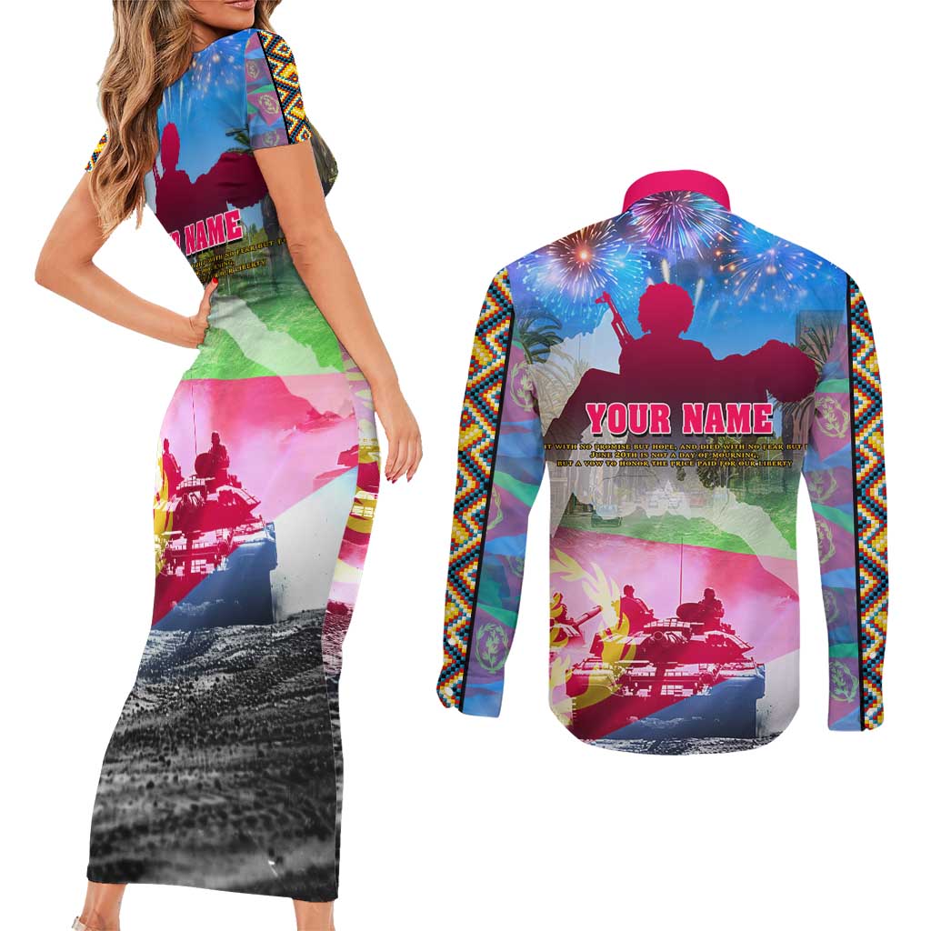 June 20 Eritrea's Martyrs Day Couples Matching Short Sleeve Bodycon Dress and Long Sleeve Button Shirt Honoring the Brave Celebrating the Nation