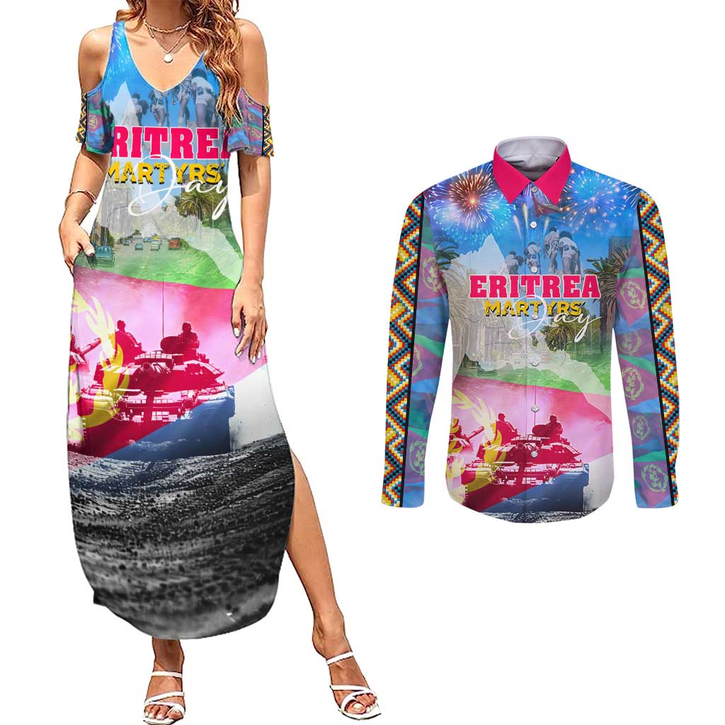 June 20 Eritrea's Martyrs Day Couples Matching Summer Maxi Dress and Long Sleeve Button Shirt Honoring the Brave Celebrating the Nation