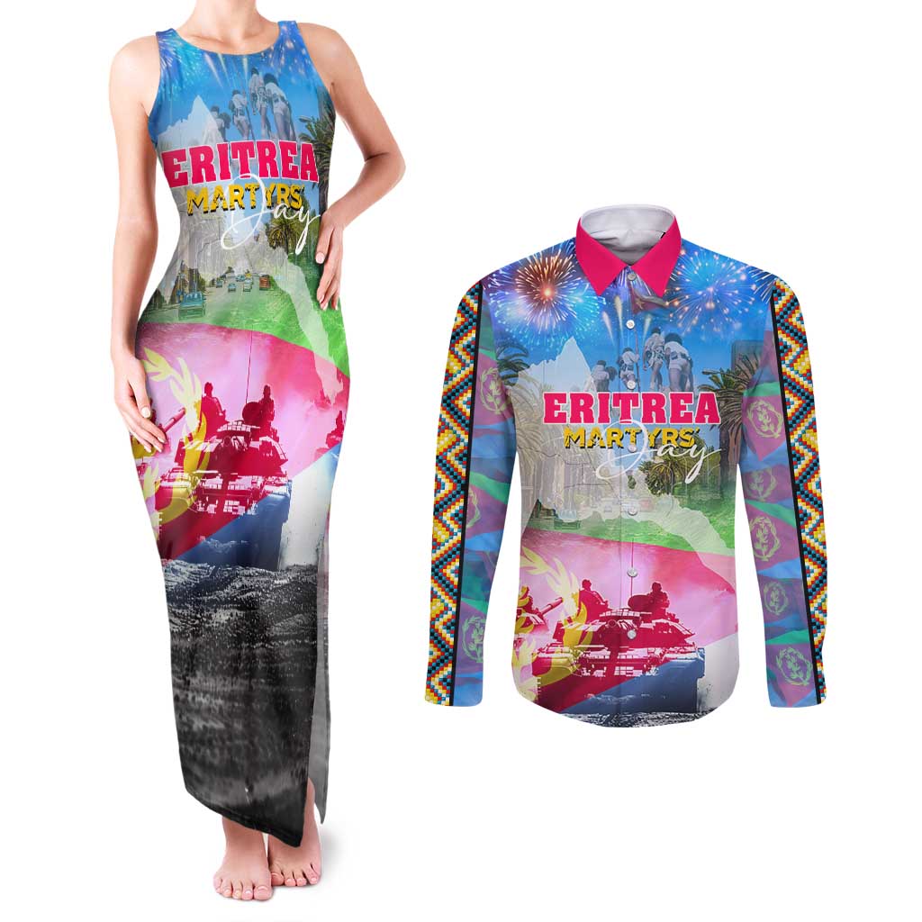 June 20 Eritrea's Martyrs Day Couples Matching Tank Maxi Dress and Long Sleeve Button Shirt Honoring the Brave Celebrating the Nation