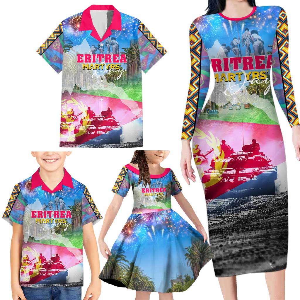 June 20 Eritrea's Martyrs Day Family Matching Long Sleeve Bodycon Dress and Hawaiian Shirt Honoring the Brave Celebrating the Nation