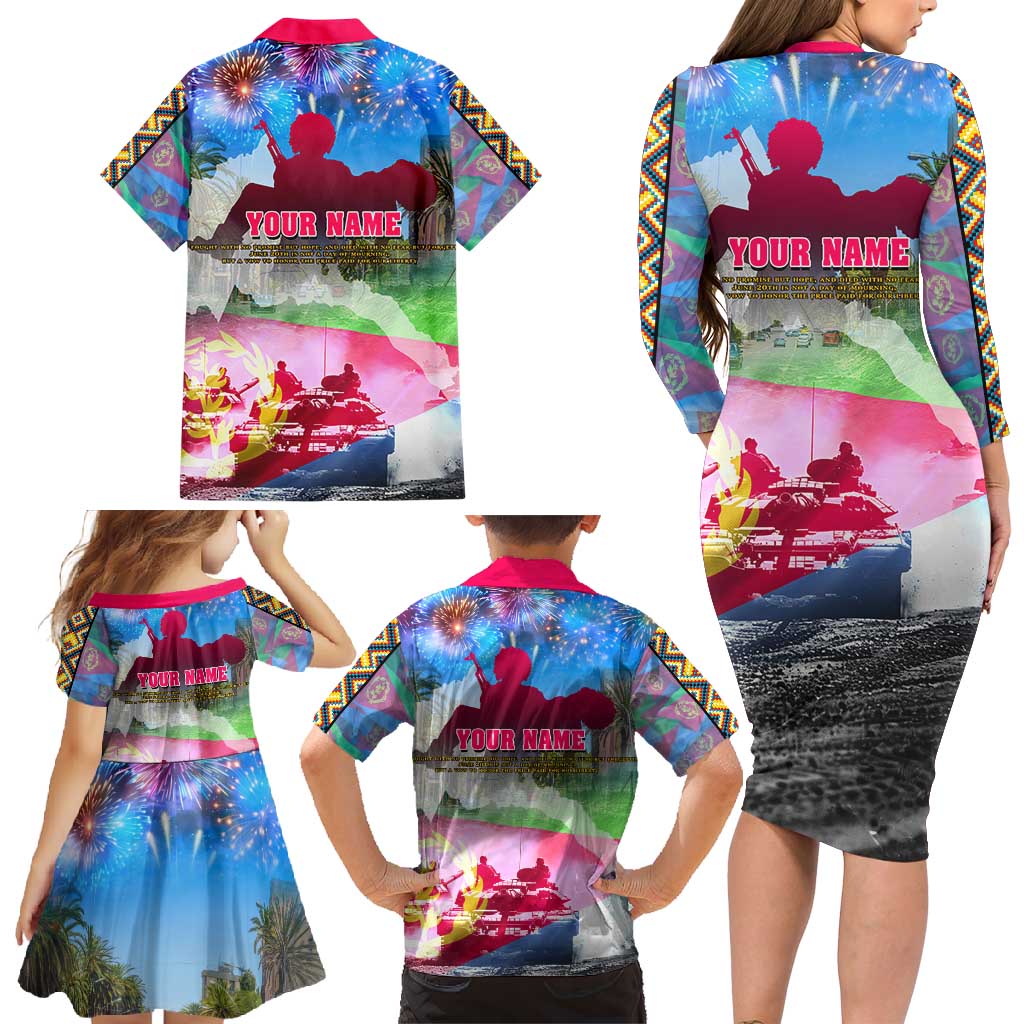 June 20 Eritrea's Martyrs Day Family Matching Long Sleeve Bodycon Dress and Hawaiian Shirt Honoring the Brave Celebrating the Nation