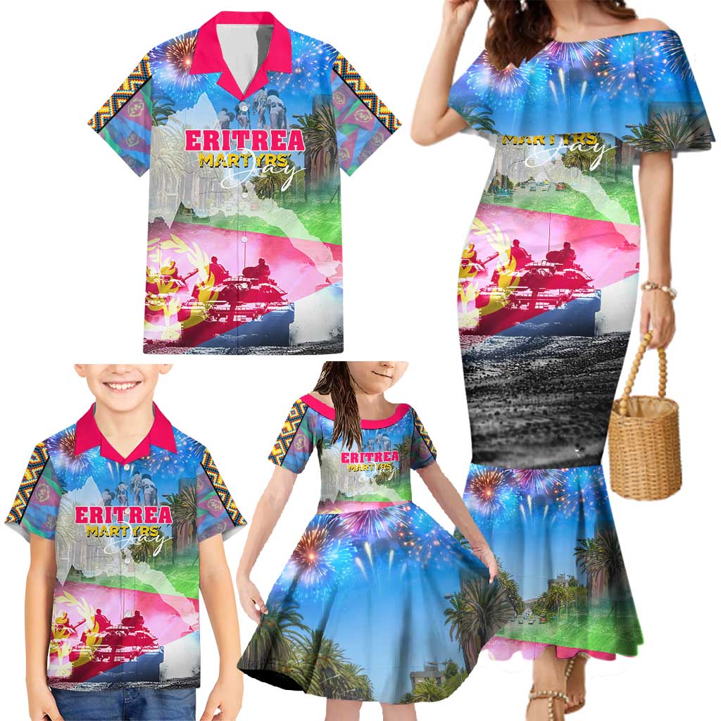 June 20 Eritrea's Martyrs Day Family Matching Mermaid Dress and Hawaiian Shirt Honoring the Brave Celebrating the Nation