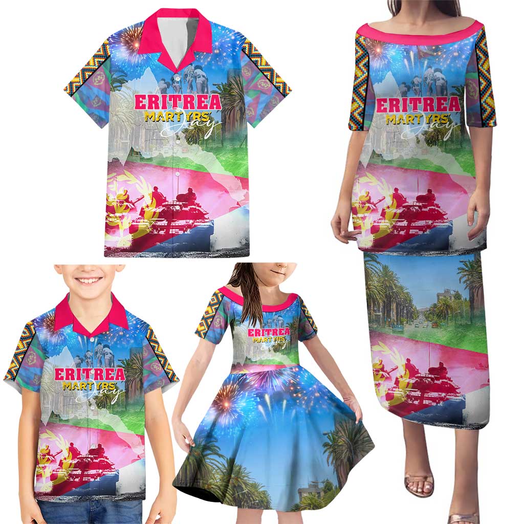 June 20 Eritrea's Martyrs Day Family Matching Puletasi and Hawaiian Shirt Honoring the Brave Celebrating the Nation