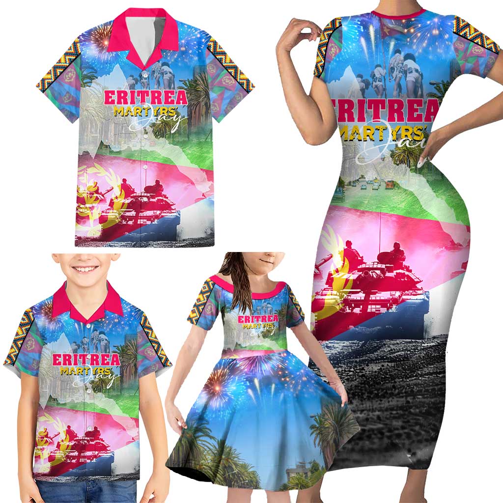 June 20 Eritrea's Martyrs Day Family Matching Short Sleeve Bodycon Dress and Hawaiian Shirt Honoring the Brave Celebrating the Nation