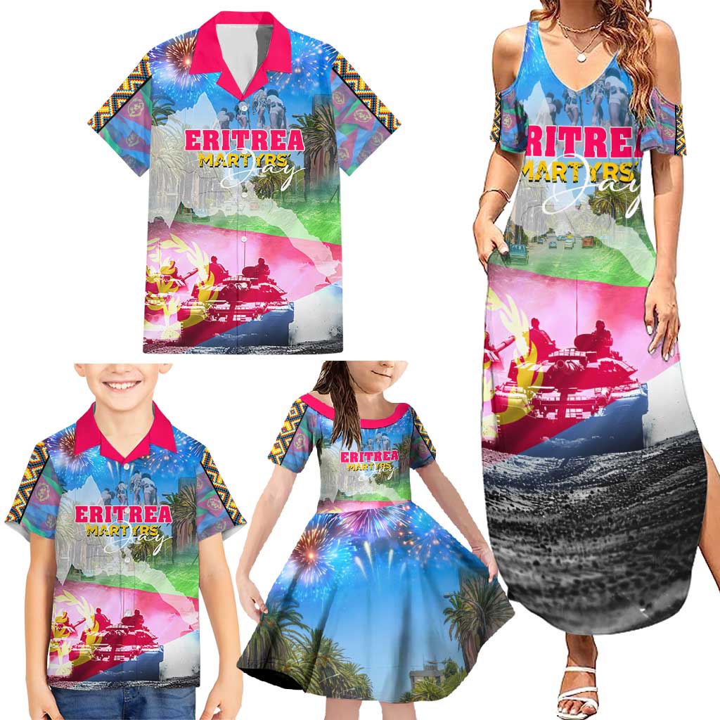 June 20 Eritrea's Martyrs Day Family Matching Summer Maxi Dress and Hawaiian Shirt Honoring the Brave Celebrating the Nation