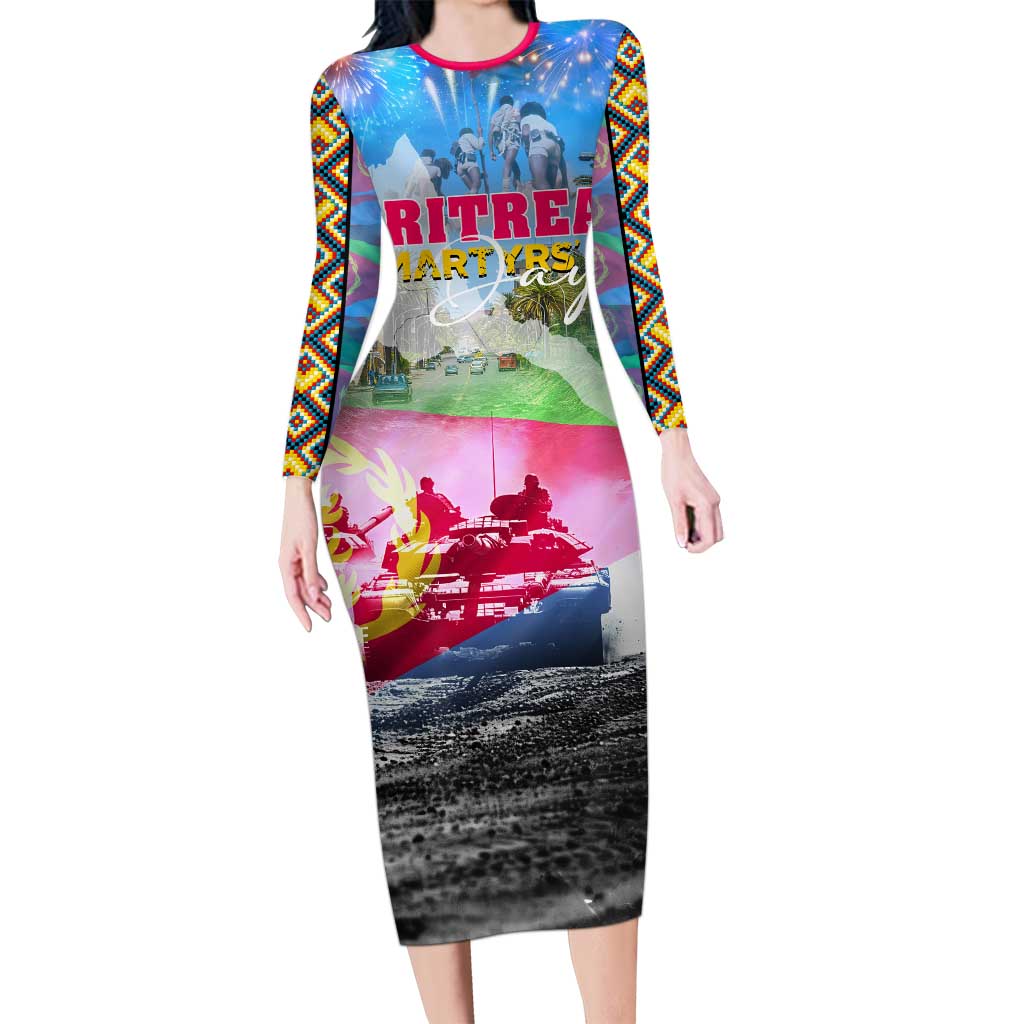 June 20 Eritrea's Martyrs Day Long Sleeve Bodycon Dress Honoring the Brave Celebrating the Nation