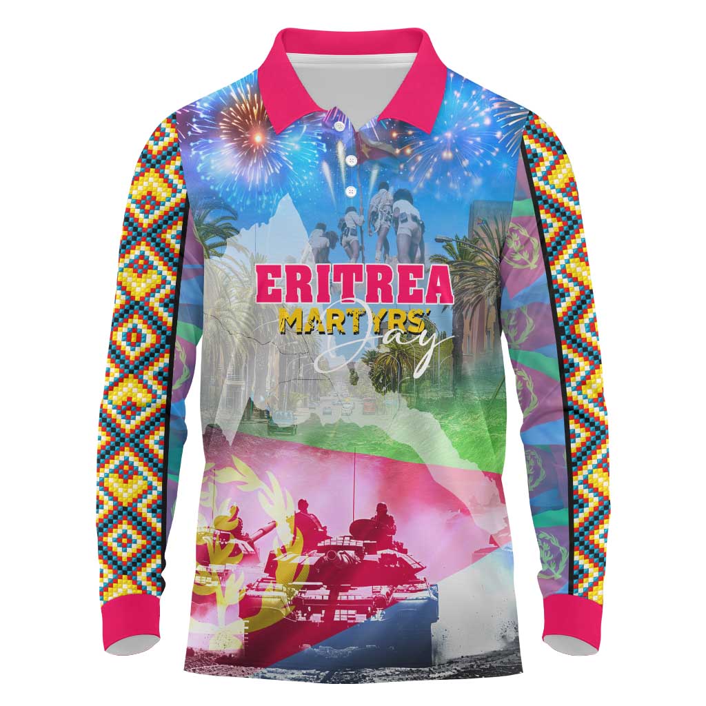 June 20 Eritrea's Martyrs Day Long Sleeve Polo Shirt Honoring the Brave Celebrating the Nation