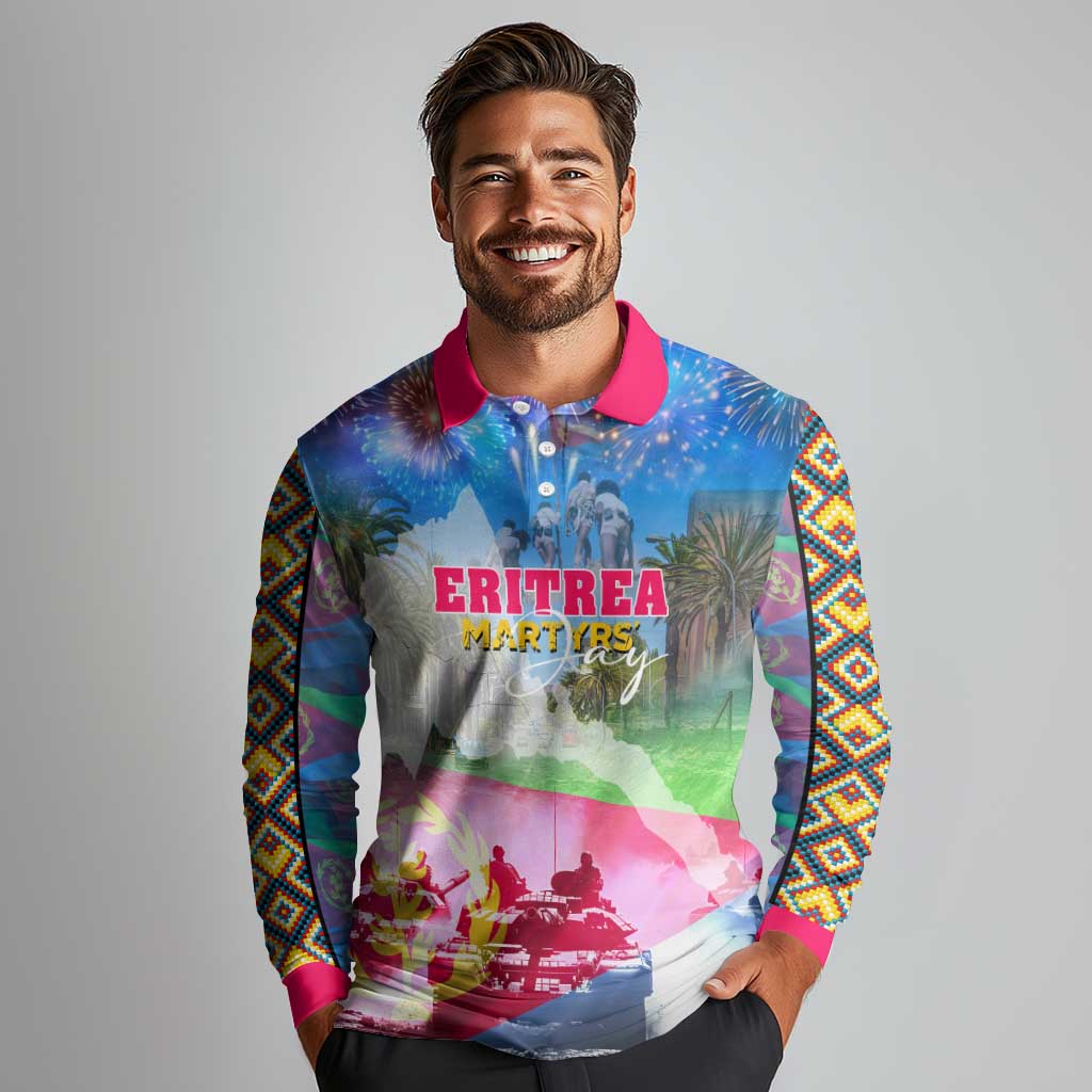 June 20 Eritrea's Martyrs Day Long Sleeve Polo Shirt Honoring the Brave Celebrating the Nation