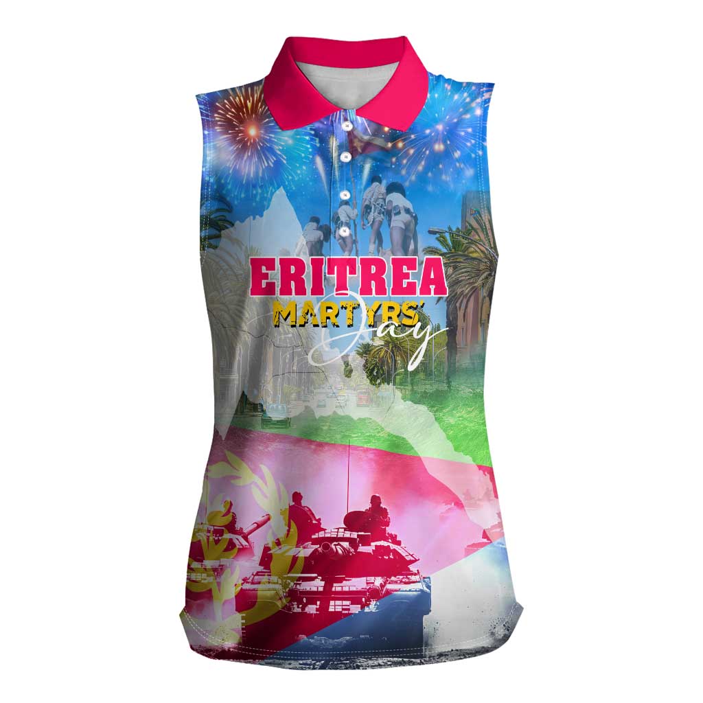 June 20 Eritrea's Martyrs Day Women Sleeveless Polo Shirt Honoring the Brave Celebrating the Nation