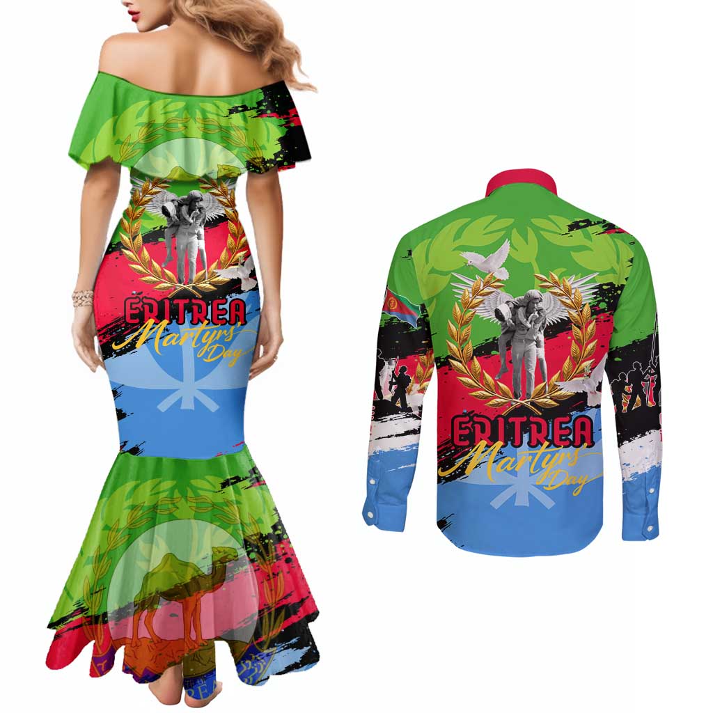 Eritrea Martyrs Live In Our Hearts Couples Matching Mermaid Dress and Long Sleeve Button Shirt